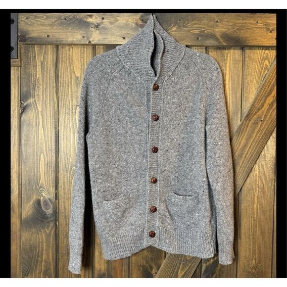 J Crew Gray Flecked Grandpa Pocketed Cardigan Sweater - Picture 1 of 4